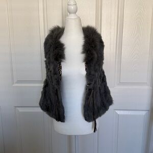 Gray Genuine Rabbit Fur Vest